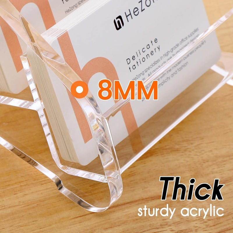 HeZone Business Card Holder for Desk Clear Acrylic Cards Stand Rack Multiple 8 slots 4 Tier, Business Card HolderDisplay for Women and Men Organize 400 Cards (8 Slots) - Image 5